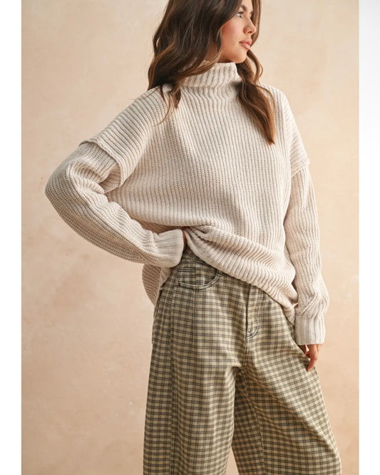 Chenille High Neck Sweater Top -