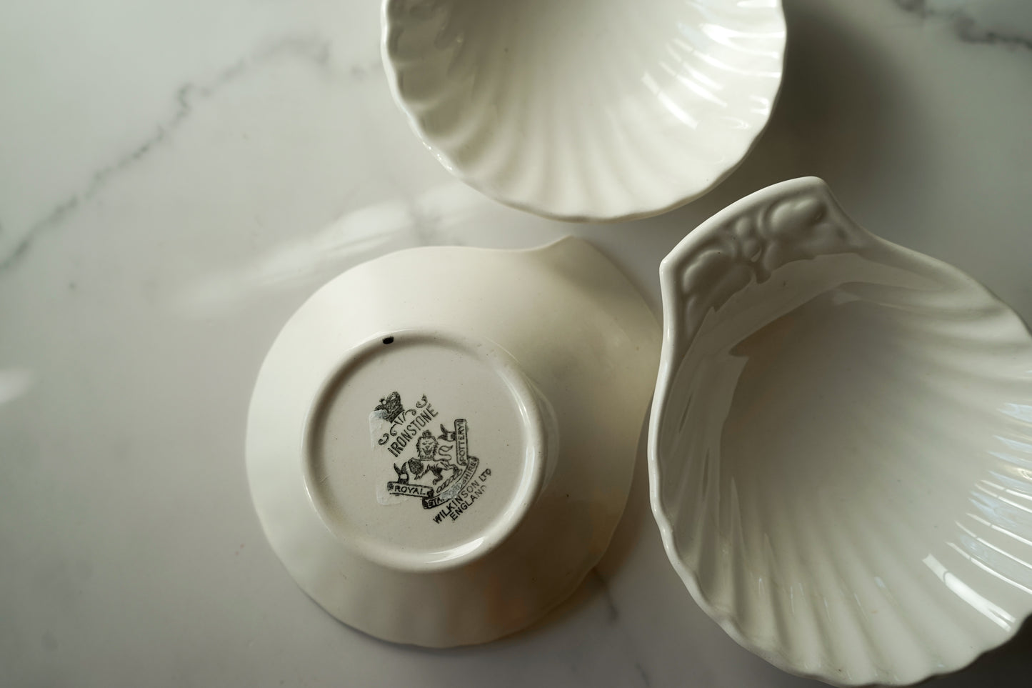 Vintage Ironstone White England Shell Dish