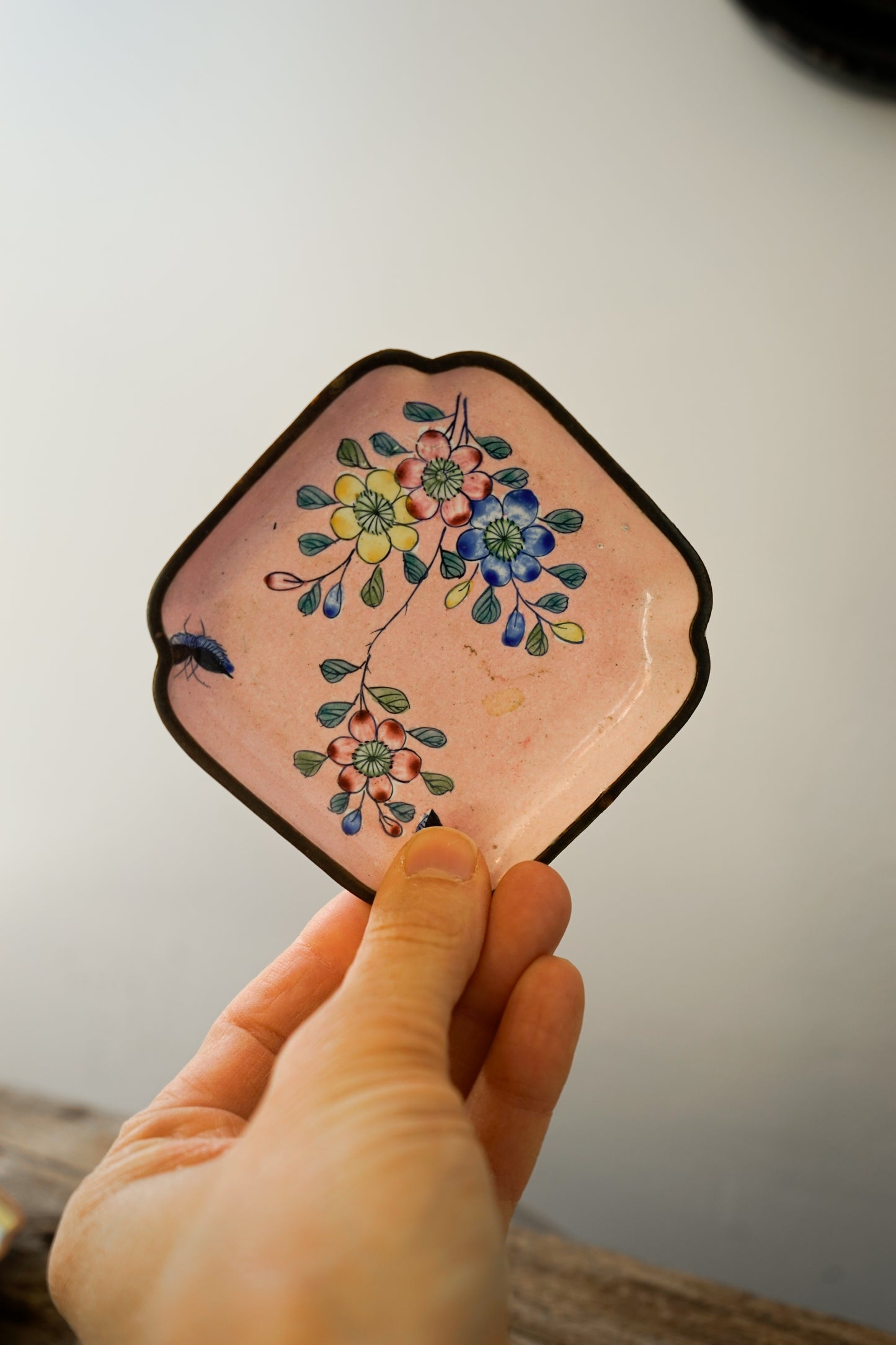 Hand-Painted Brass Trinket Trays – Vintage Floral & Bird Designs (Sold Individually)