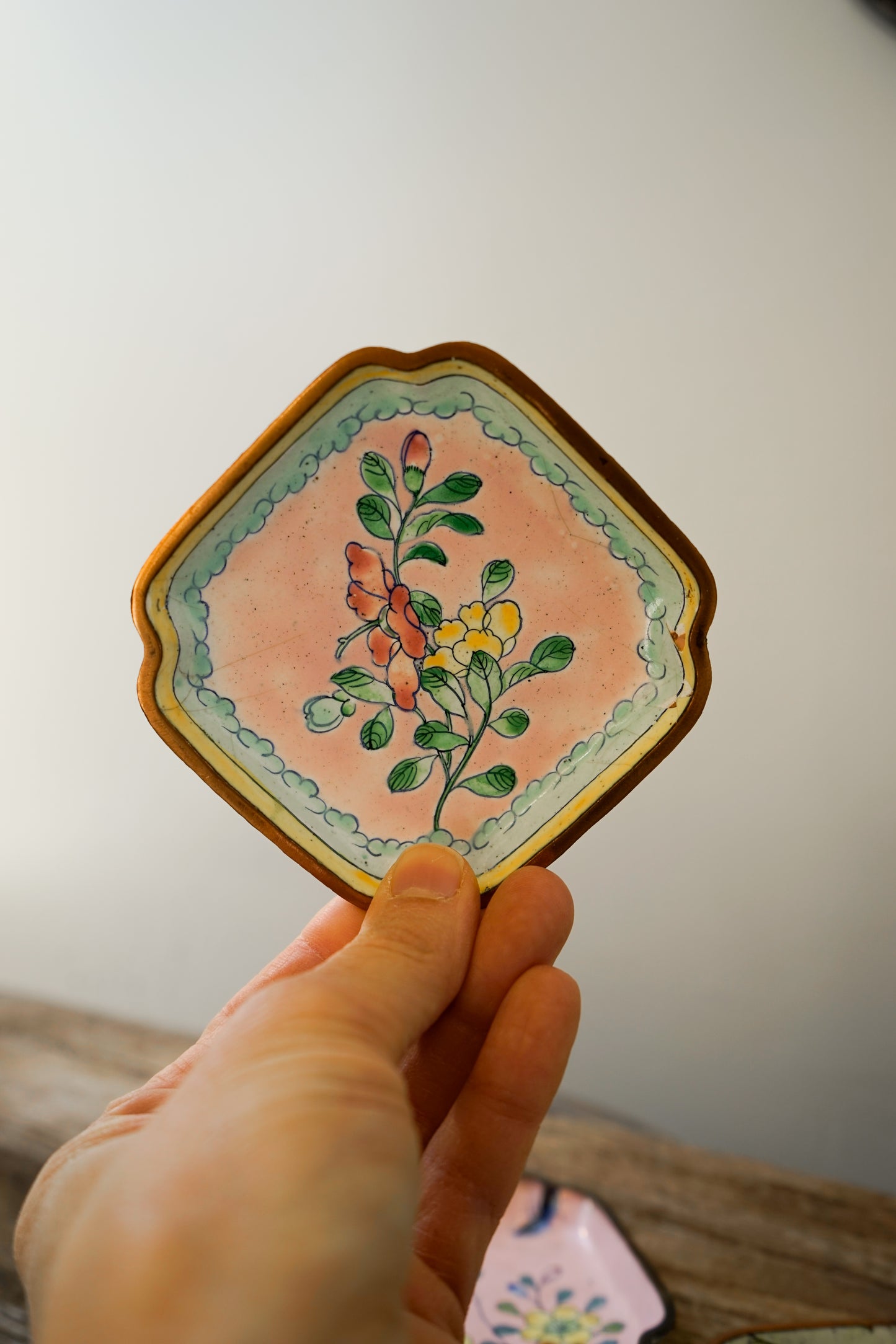 Hand-Painted Brass Trinket Trays – Vintage Floral & Bird Designs (Sold Individually)