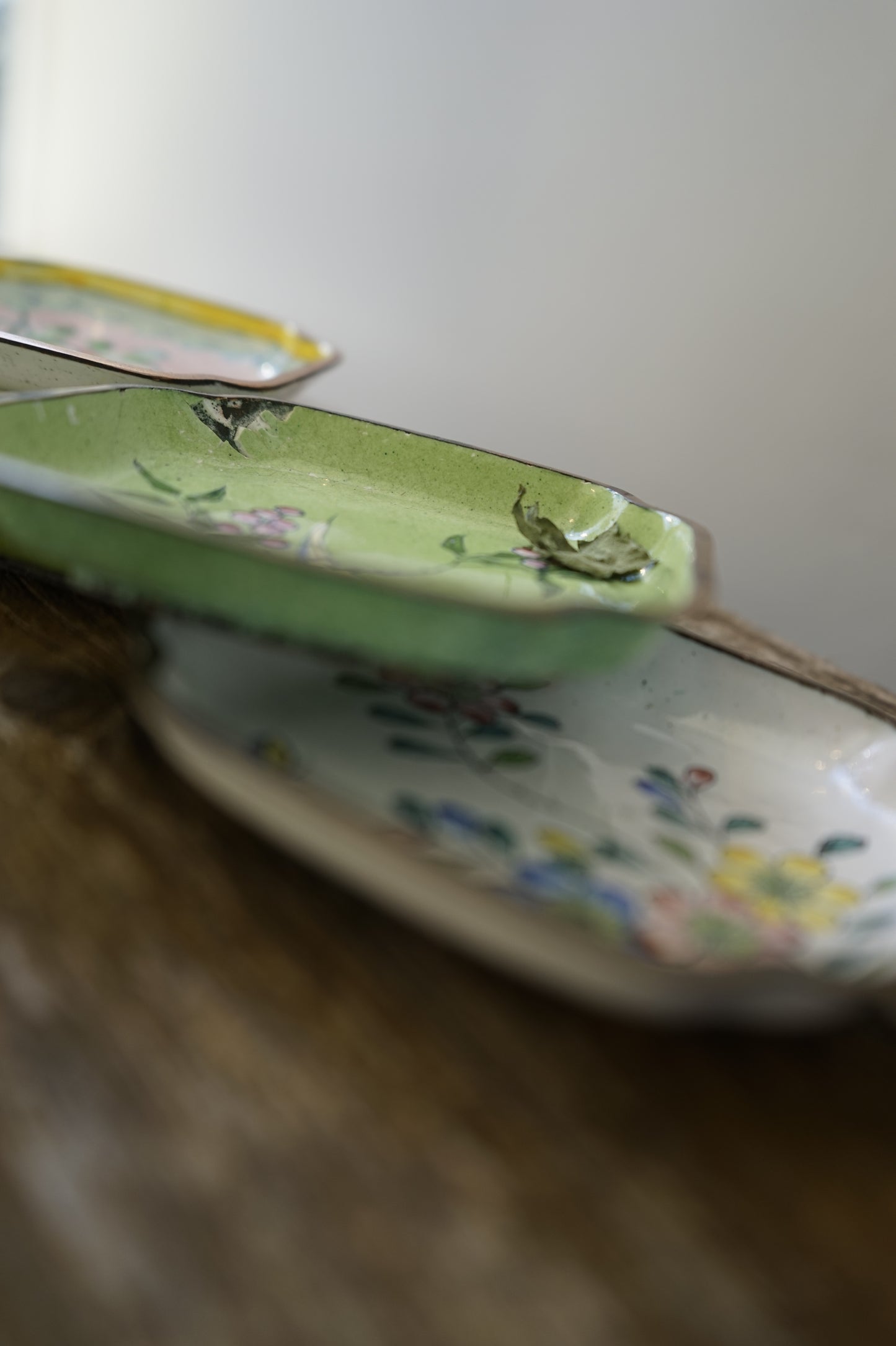 Hand-Painted Brass Trinket Trays – Vintage Floral & Bird Designs (Sold Individually)