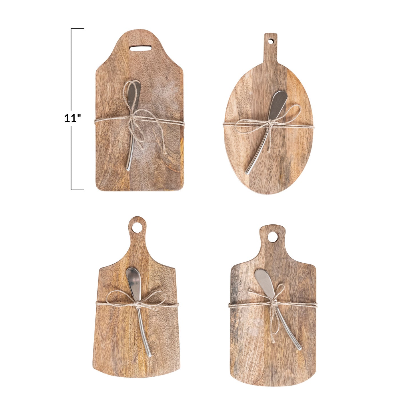 Mango Wood Cheese & Cutting Board with Handle + Canapé Knife | Rustic Serving Board for Charcuterie & Entertaining