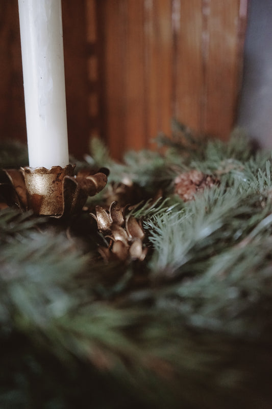 Vintage Brass Candle Holder Single