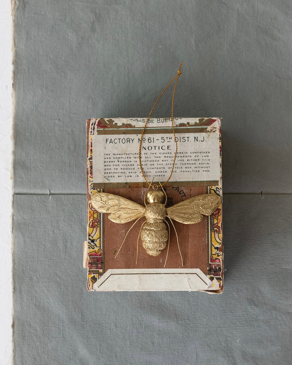 2-3/4"H Resin Bee Ornament with Wire Legs Gold Finish