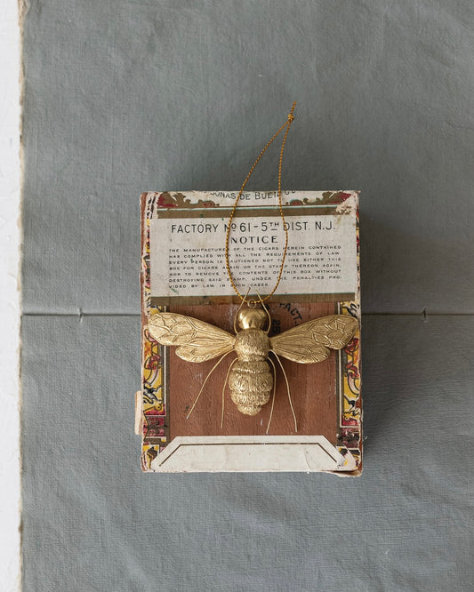 2-3/4"H Resin Bee Ornament with Wire Legs Gold Finish