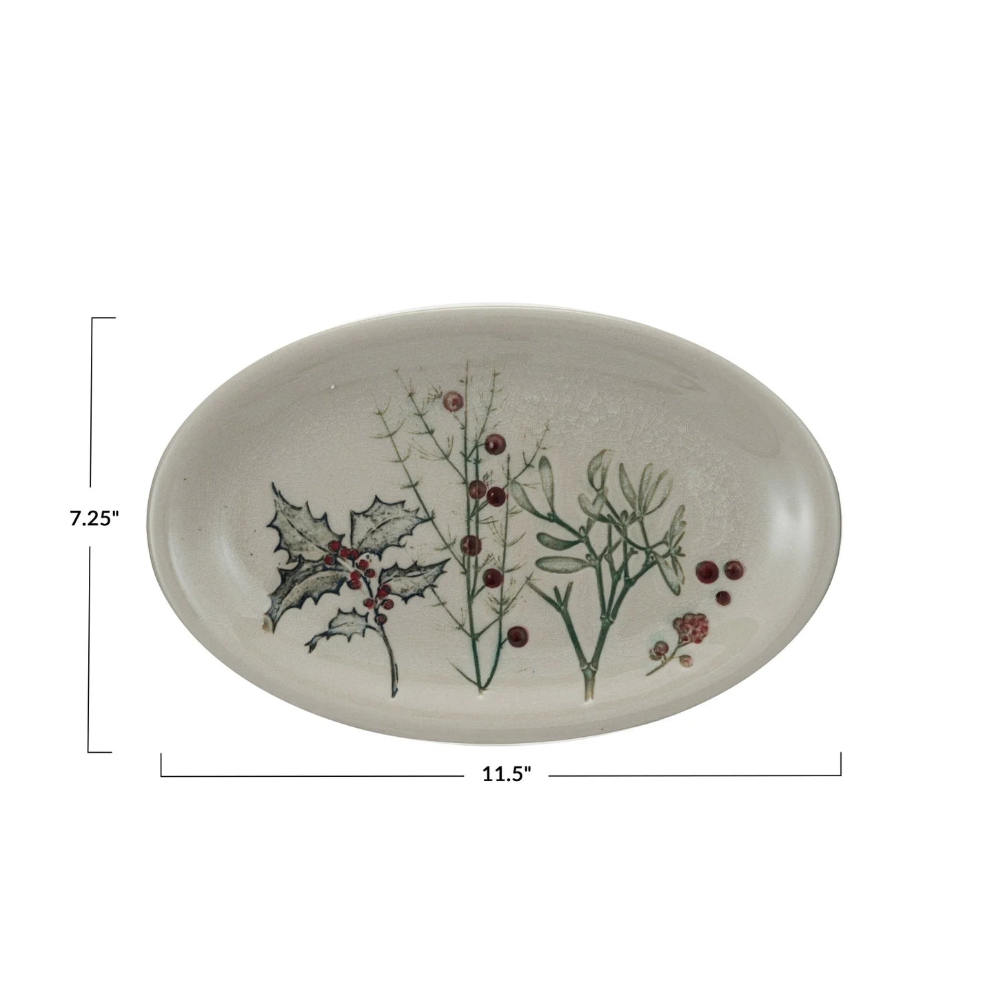 Debossed Stoneware Platter w/ Seasonal Botanicals (Each One Will Vary)