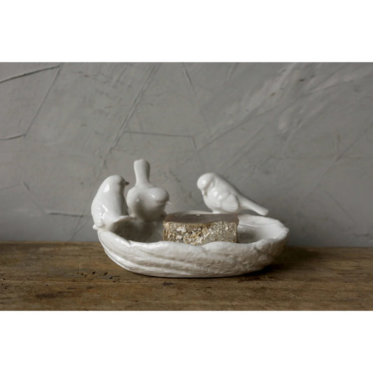 Ceramic Leaf Dish with Birds