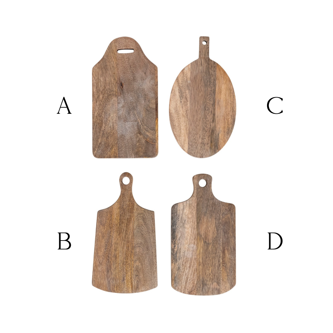 Mango Wood Cheese & Cutting Board with Handle + Canapé Knife | Rustic Serving Board for Charcuterie & Entertaining